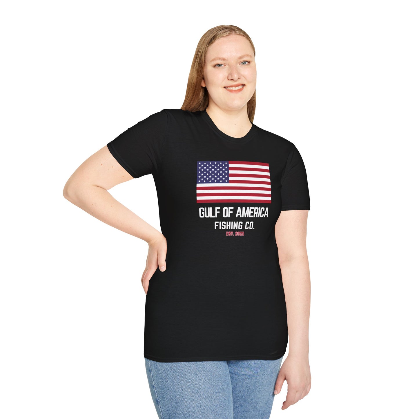 Unisex Softstyle T-Shirt Gulf of America Fishing Co Large Flag