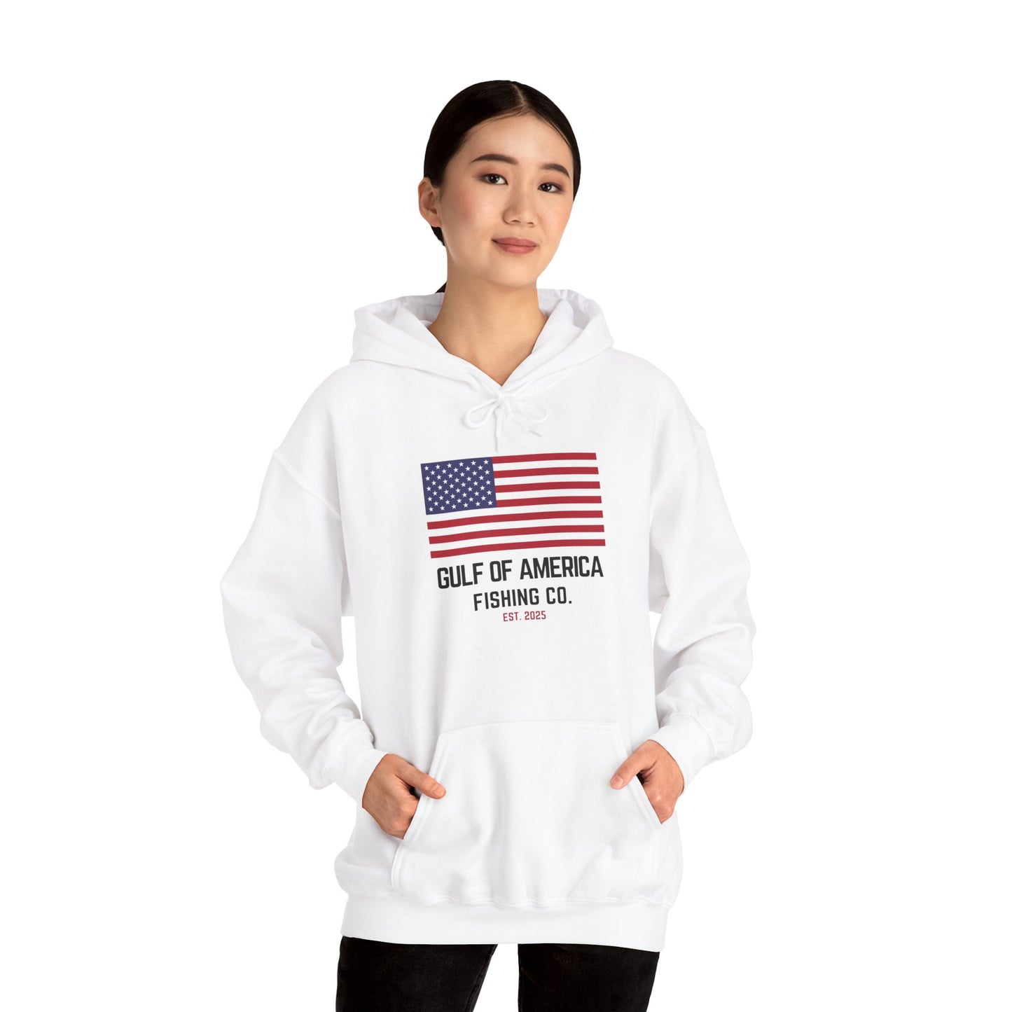 Unisex Heavy Blend™ Hooded Sweatshirt Gulf of America Fishing Co Large Flag