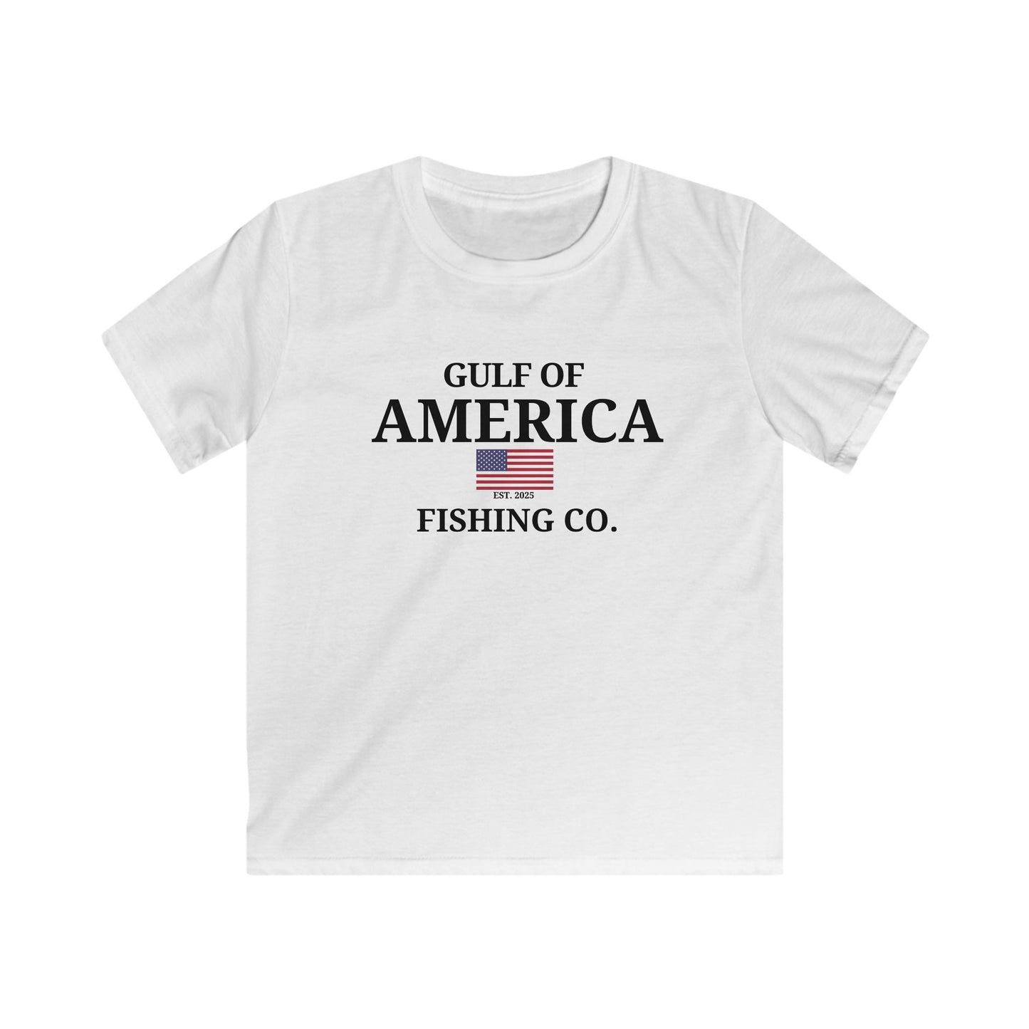 Kids Gulf of America Fishing Co with Flag Softstyle Tee
