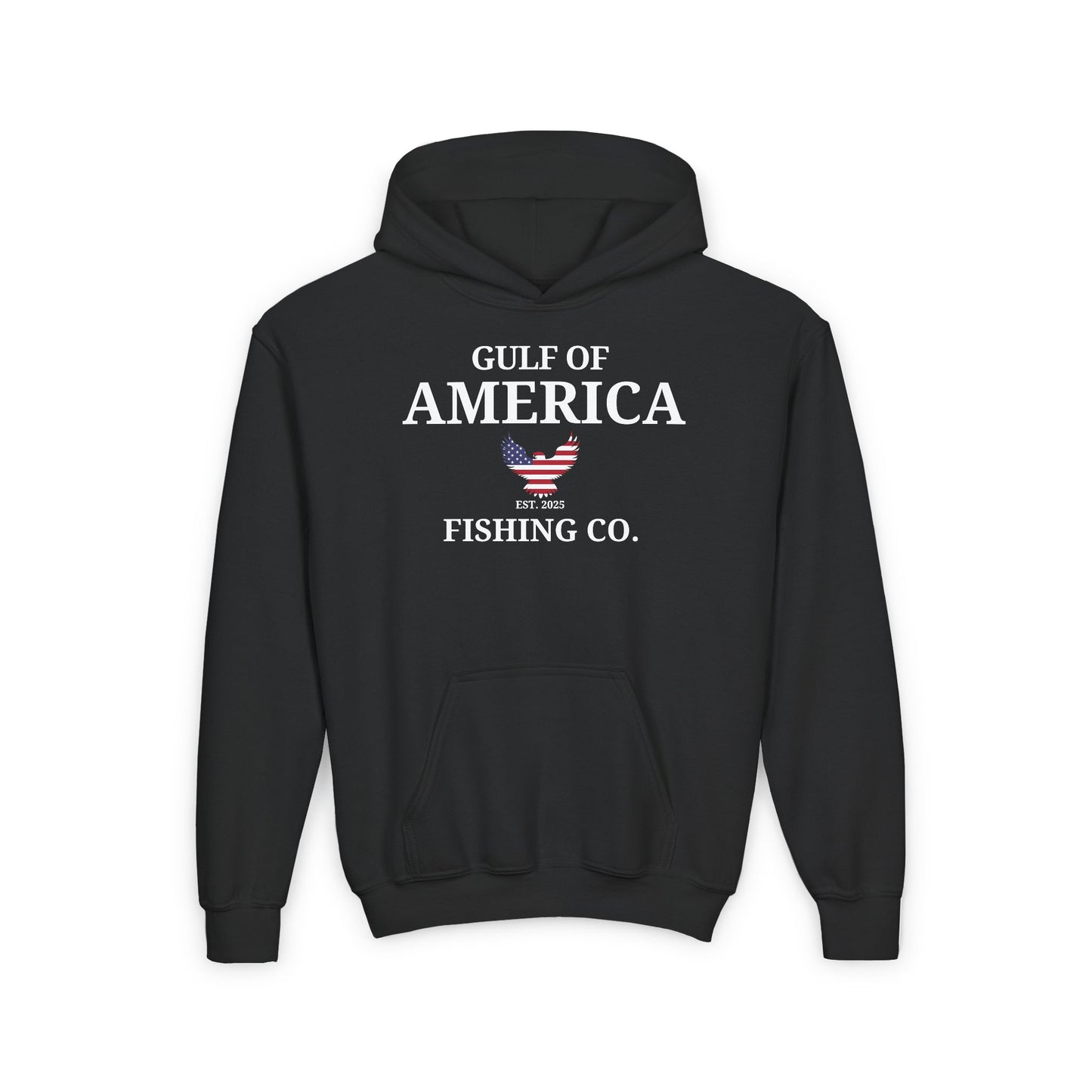 Youth Heavy Blend Hooded Sweatshirt Gulf of America Fishing Co Eagle