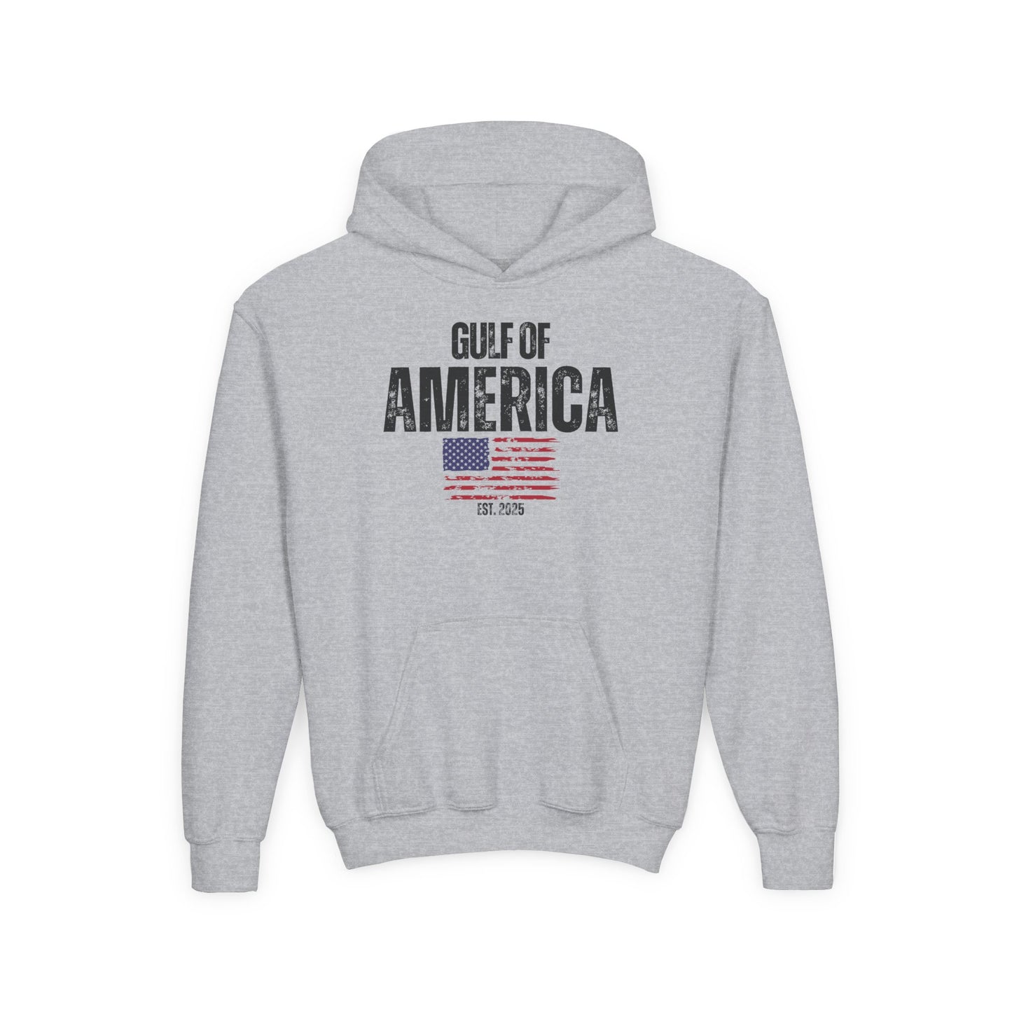 Youth Heavy Blend Hooded Sweatshirt Gulf of America Distressed Flag