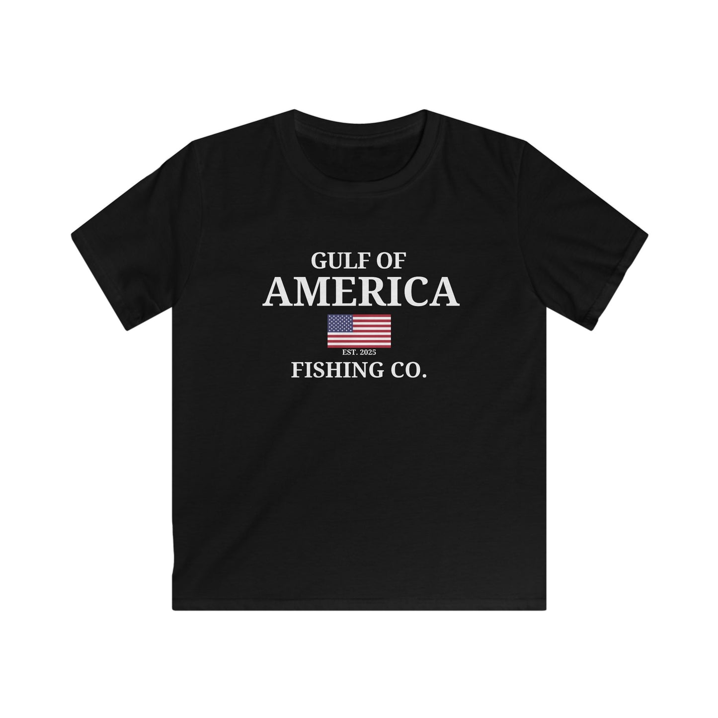 Kids Gulf of America Fishing Co with Flag Softstyle Tee