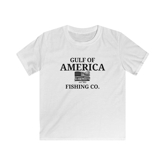 Kids Gulf of America Fishing Co Distressed Flag Softstyle Tee