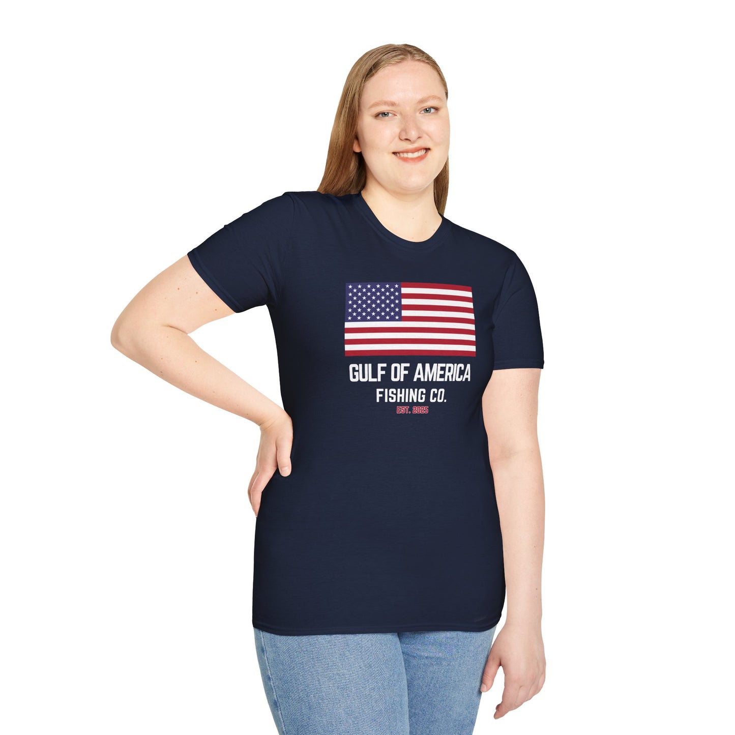 Unisex Softstyle T-Shirt Gulf of America Fishing Co Large Flag