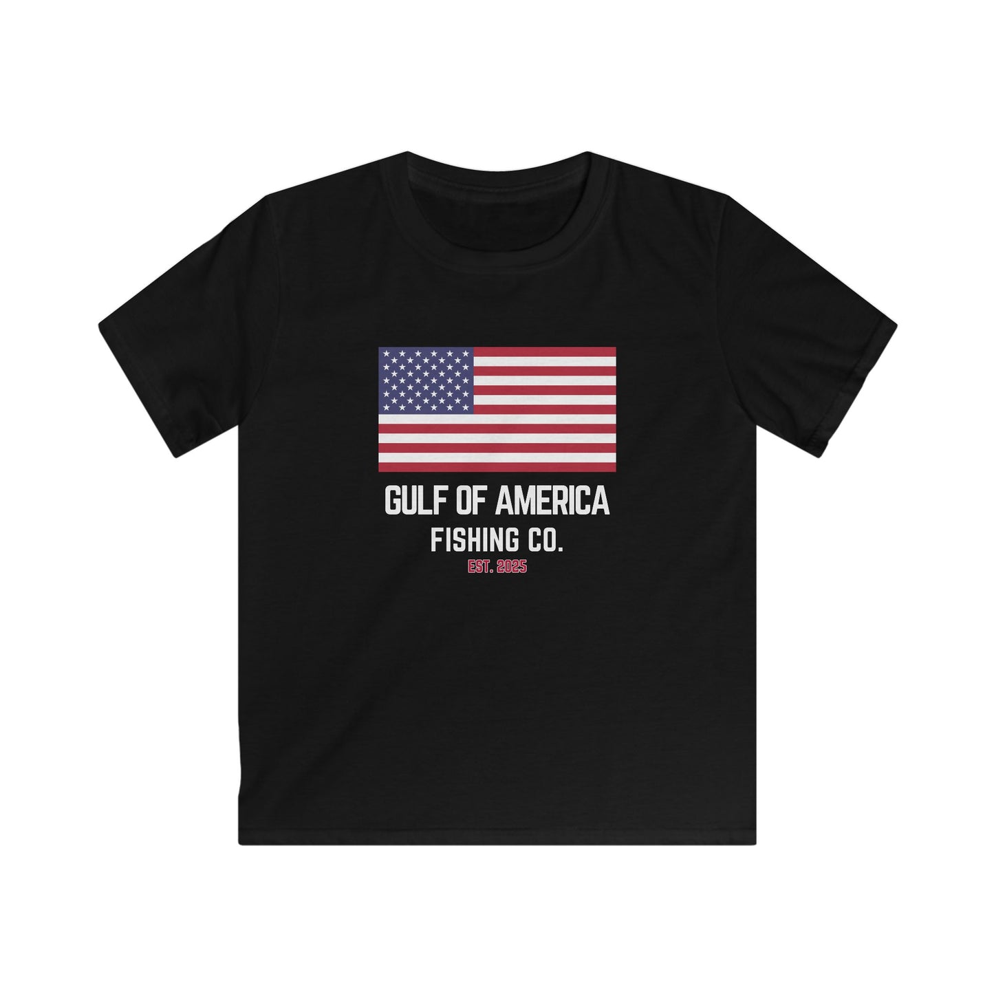 Kids Softstyle Tee Gulf of America Fishing Co Large Flag