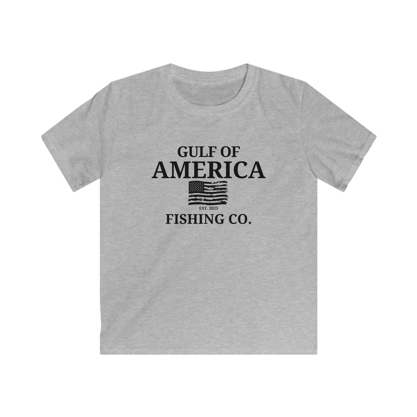 Kids Gulf of America Fishing Co Distressed Flag Softstyle Tee