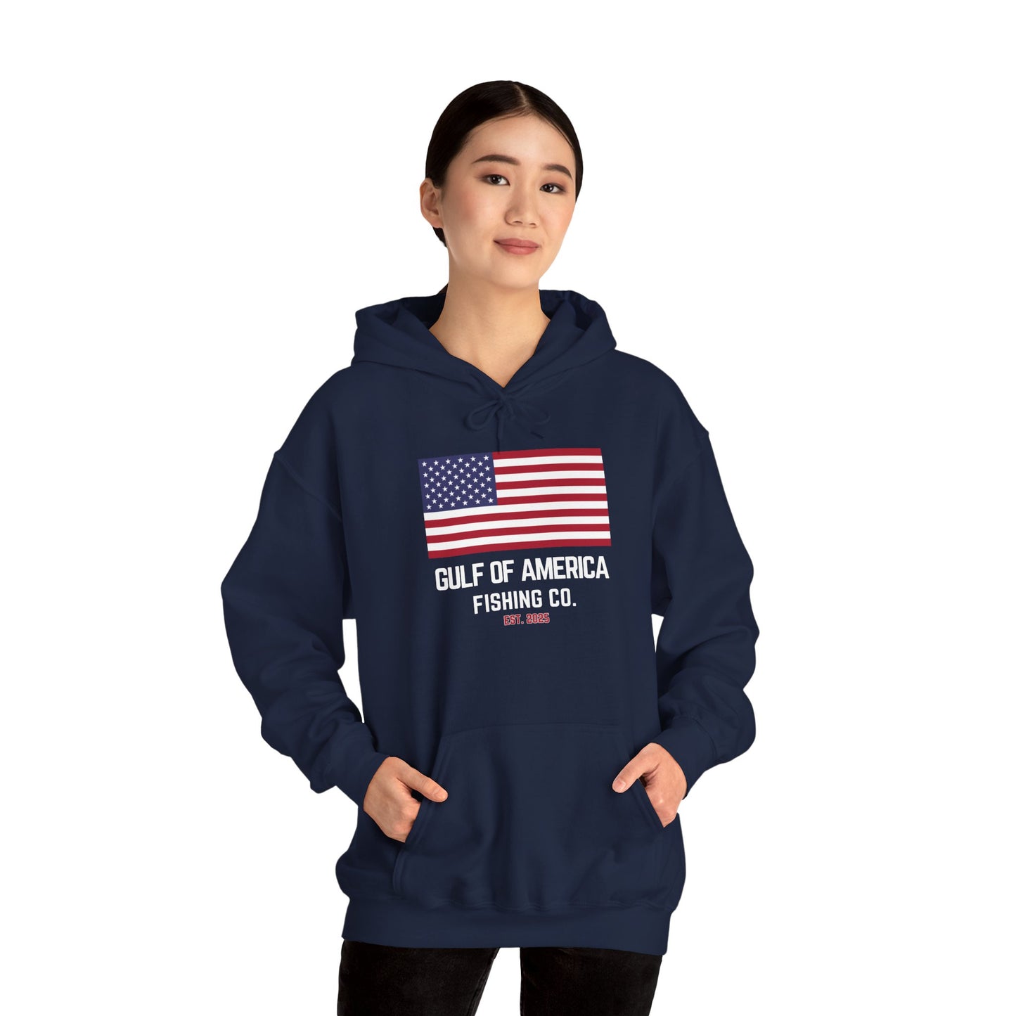 Unisex Heavy Blend™ Hooded Sweatshirt Gulf of America Fishing Co Large Flag