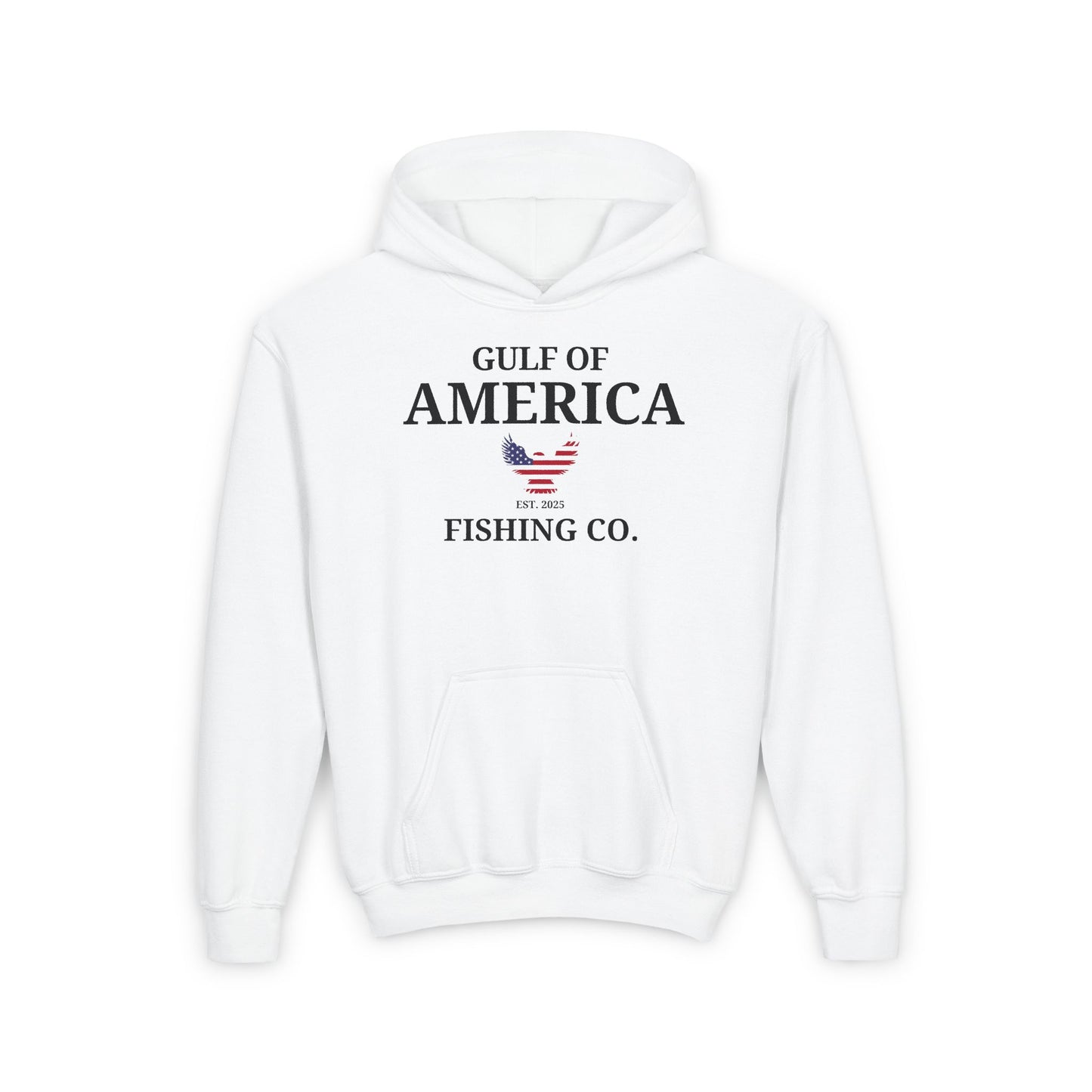 Youth Heavy Blend Hooded Sweatshirt Gulf of America Fishing Co Eagle