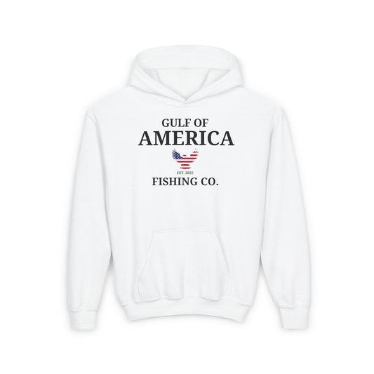 Youth Heavy Blend Hooded Sweatshirt Gulf of America Fishing Co Eagle