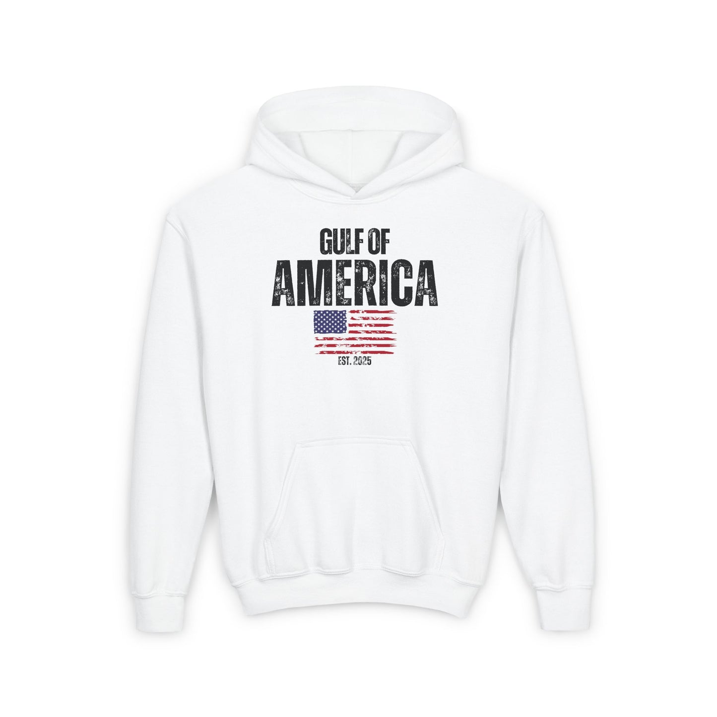 Youth Heavy Blend Hooded Sweatshirt Gulf of America Distressed Flag