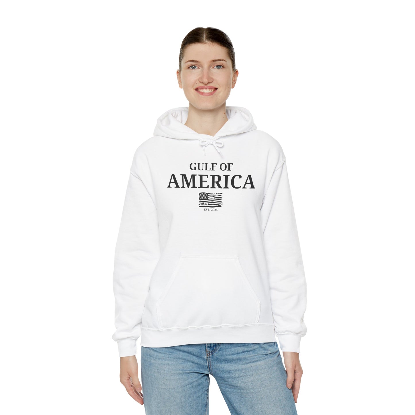 Unisex Heavy Blend™ Hooded Sweatshirt Gulf of America with Distressed Flag