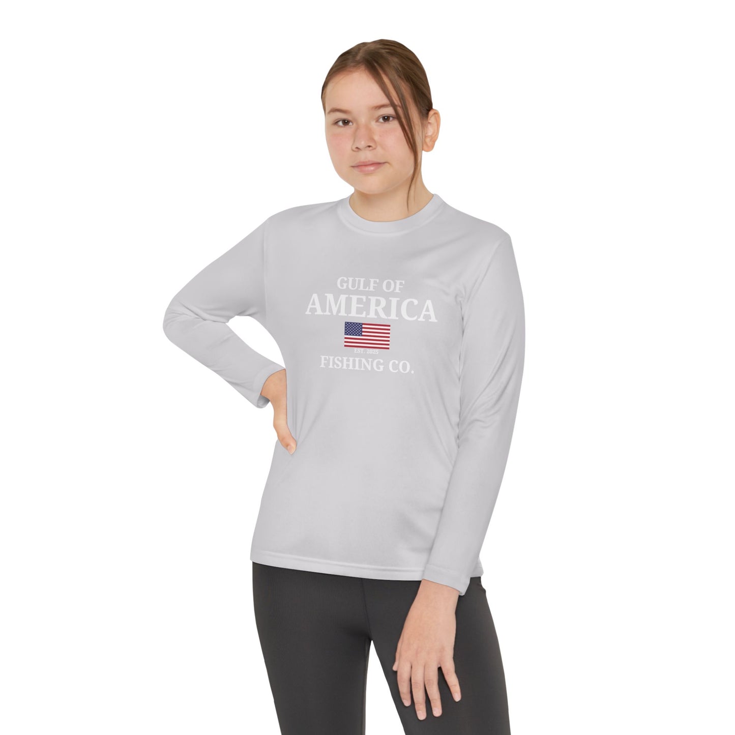 Youth Long Sleeve Competitor Tee Gulf of America Fishing Co Flag