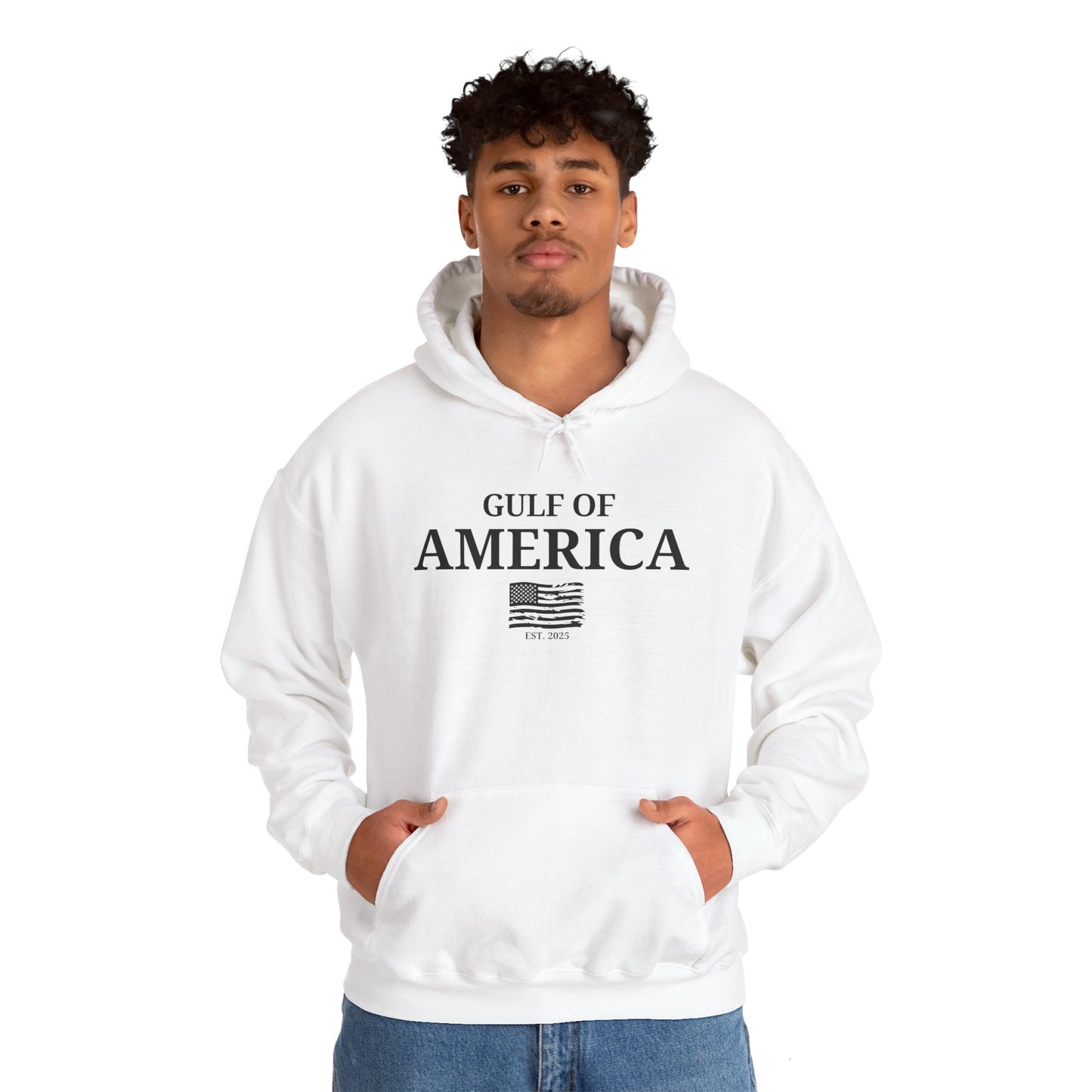 Unisex Heavy Blend™ Hooded Sweatshirt Gulf of America with Distressed Flag