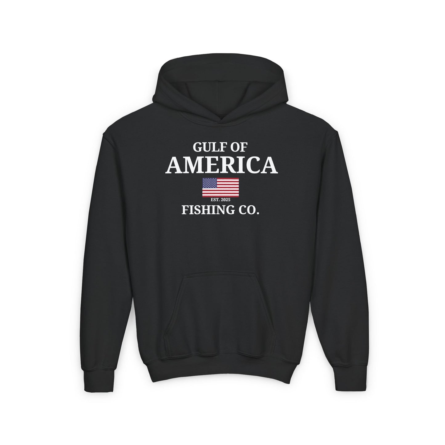 Youth Heavy Blend Hooded Sweatshirt Gulf of America Fishing Co Flag