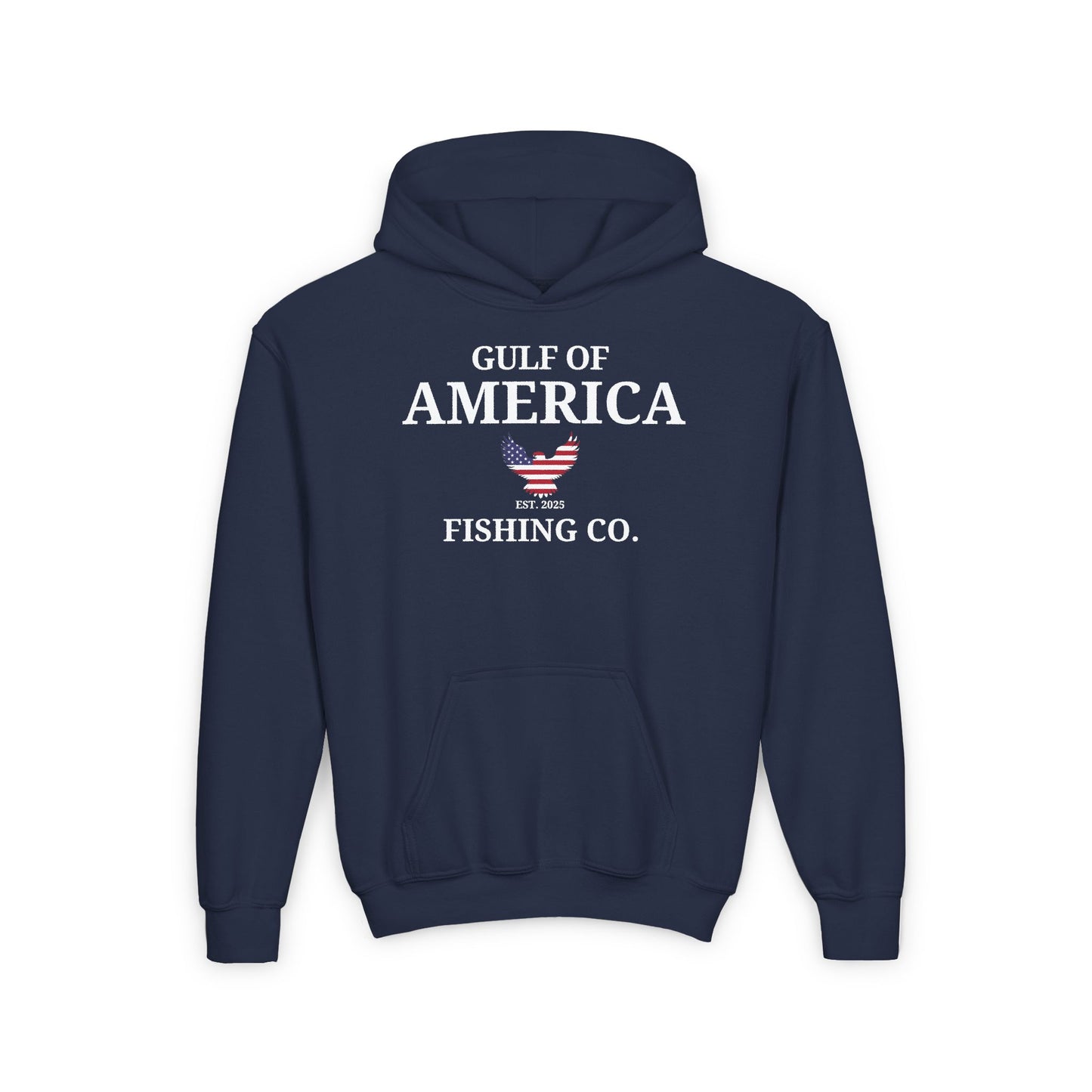 Youth Heavy Blend Hooded Sweatshirt Gulf of America Fishing Co Eagle