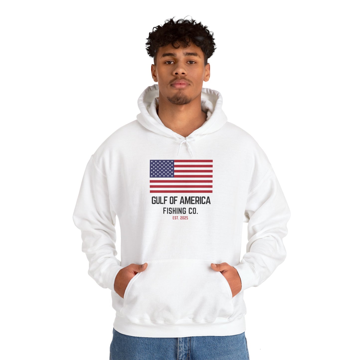 Unisex Heavy Blend™ Hooded Sweatshirt Gulf of America Fishing Co Large Flag