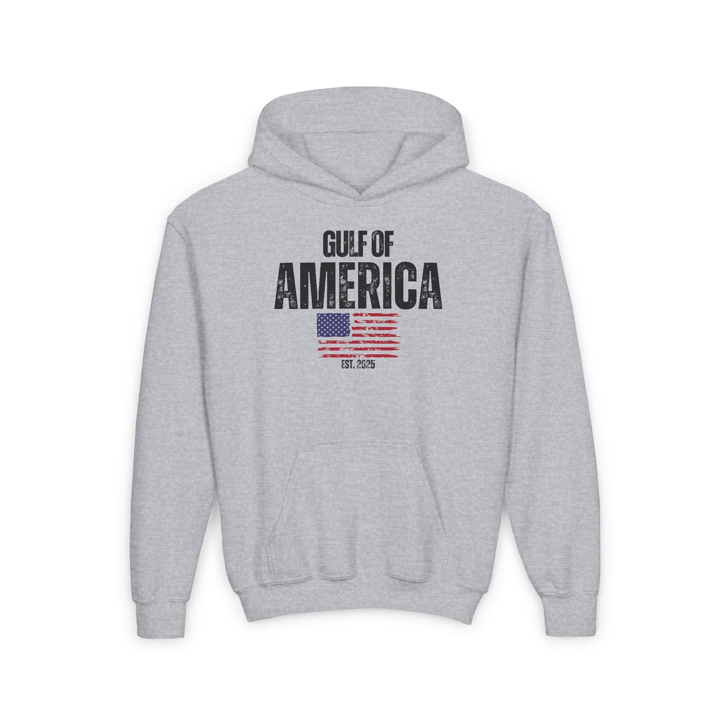 Youth Heavy Blend Hooded Sweatshirt Gulf of America Distressed Flag