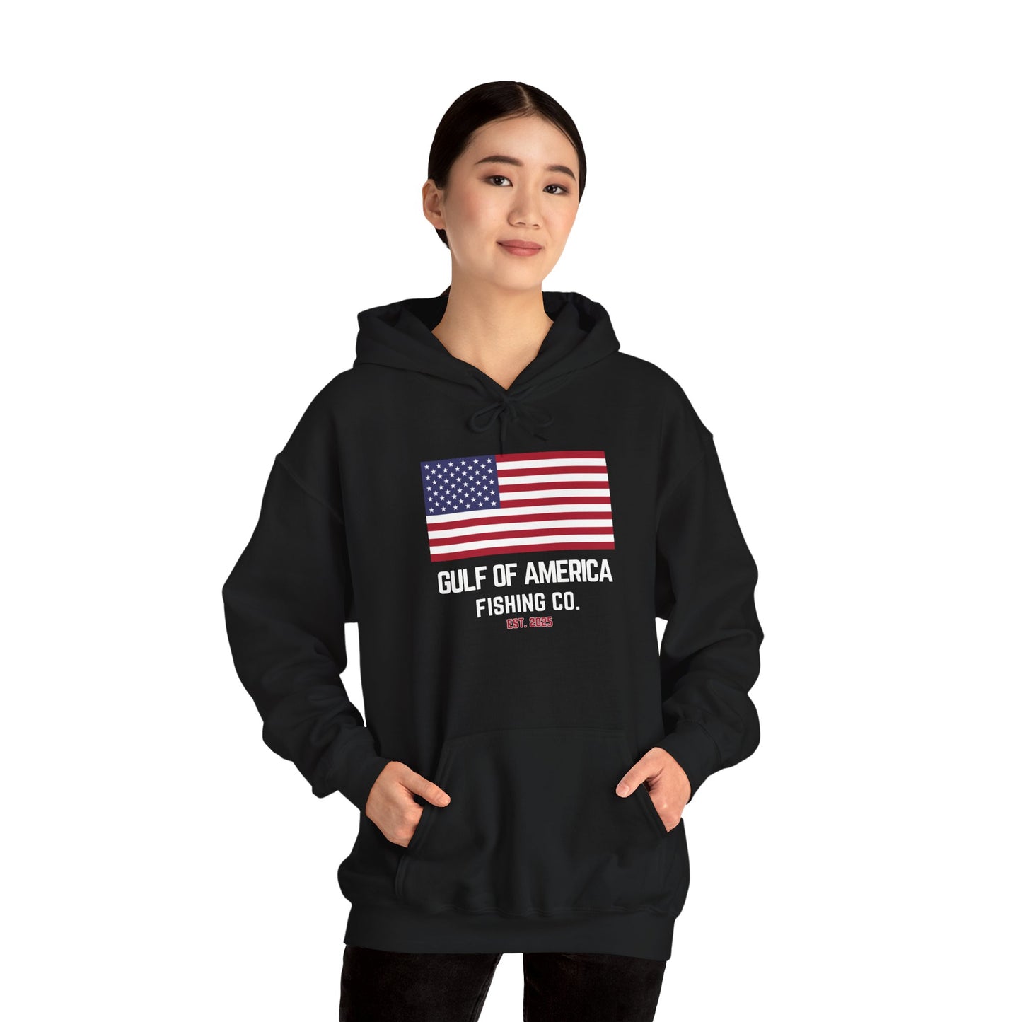 Unisex Heavy Blend™ Hooded Sweatshirt Gulf of America Fishing Co Large Flag