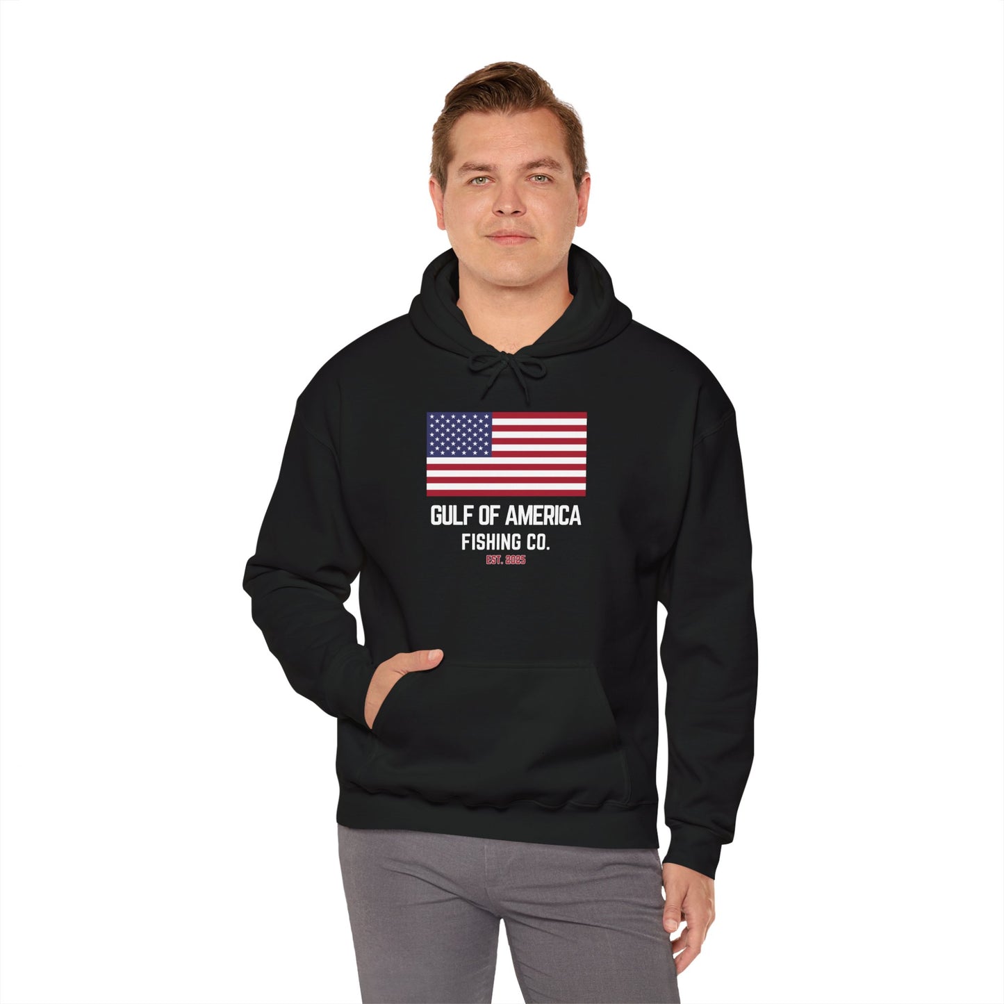 Unisex Heavy Blend™ Hooded Sweatshirt Gulf of America Fishing Co Large Flag