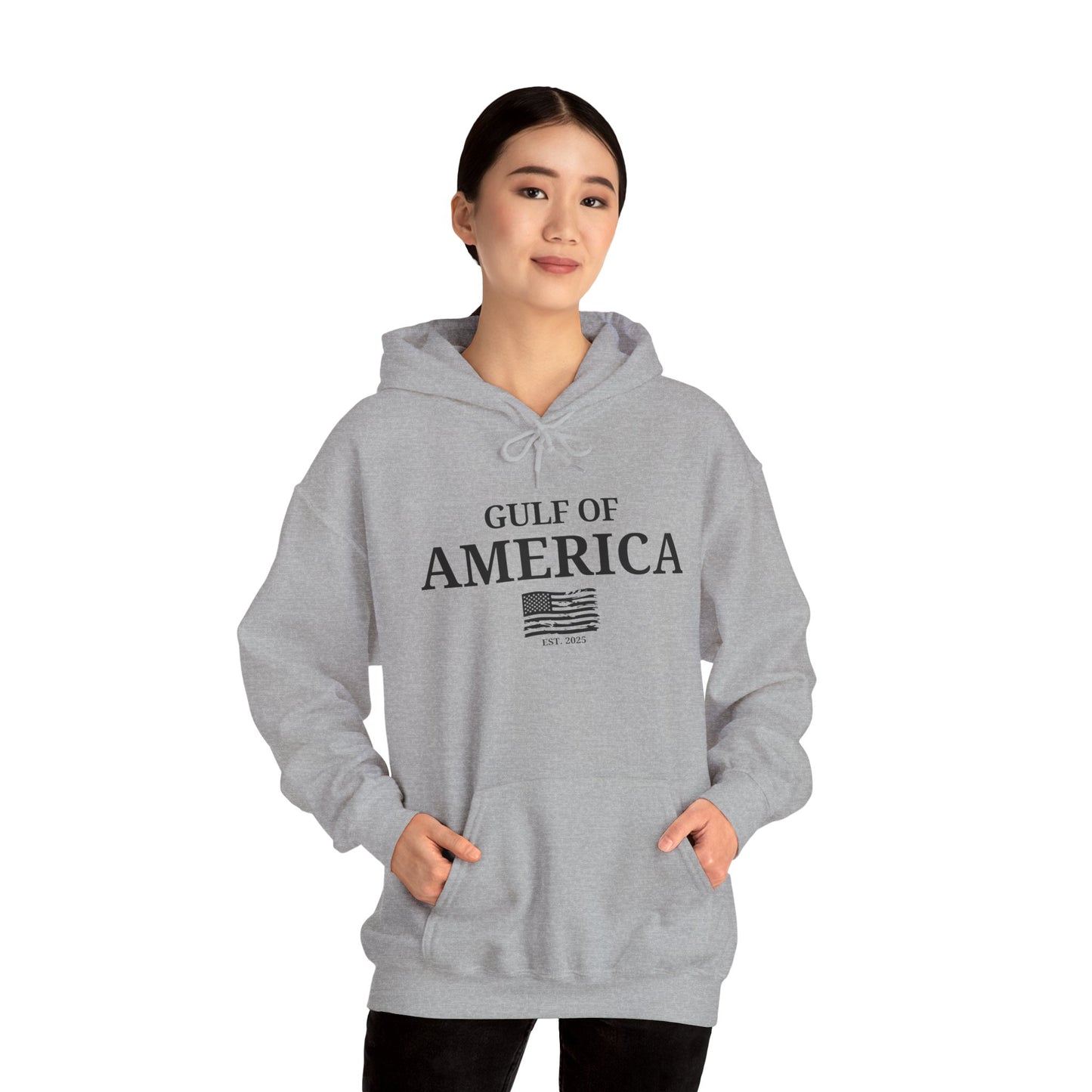 Unisex Heavy Blend™ Hooded Sweatshirt Gulf of America with Distressed Flag