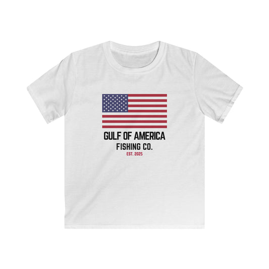 Kids Softstyle Tee Gulf of America Fishing Co Large Flag