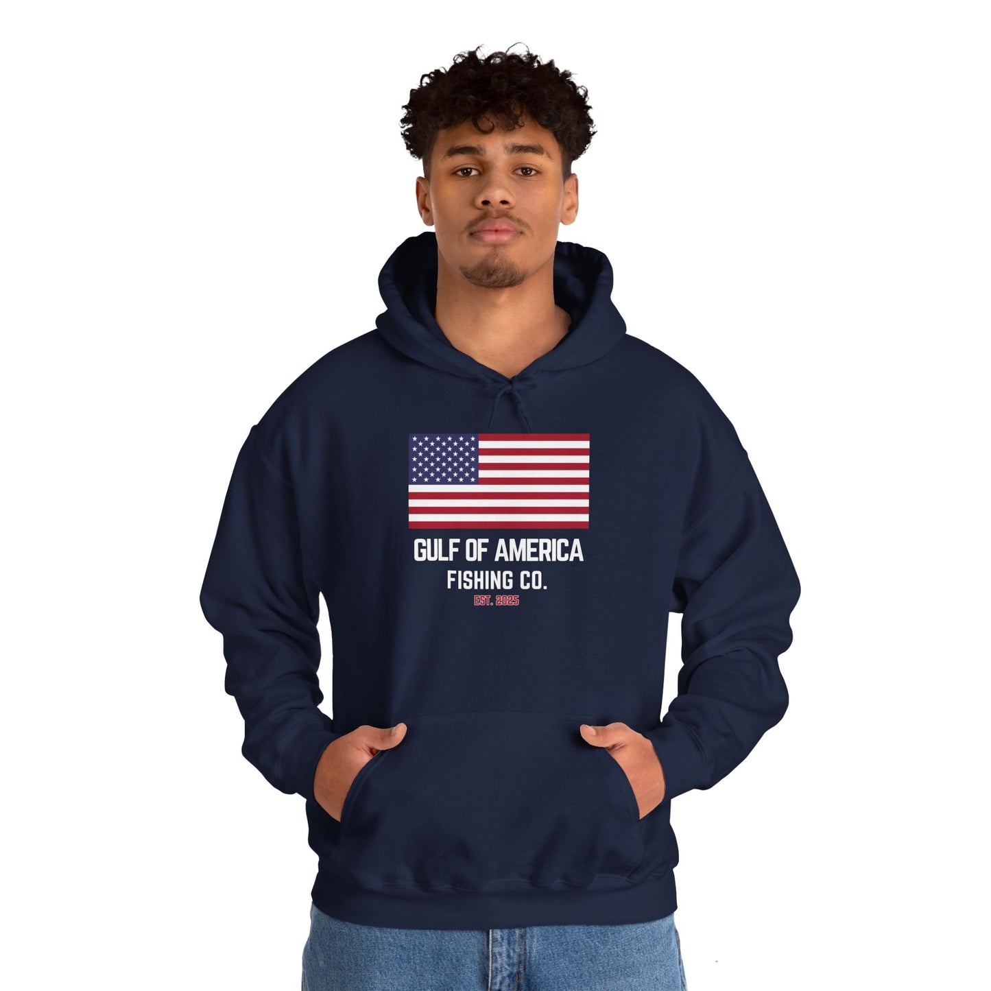 Unisex Heavy Blend™ Hooded Sweatshirt Gulf of America Fishing Co Large Flag