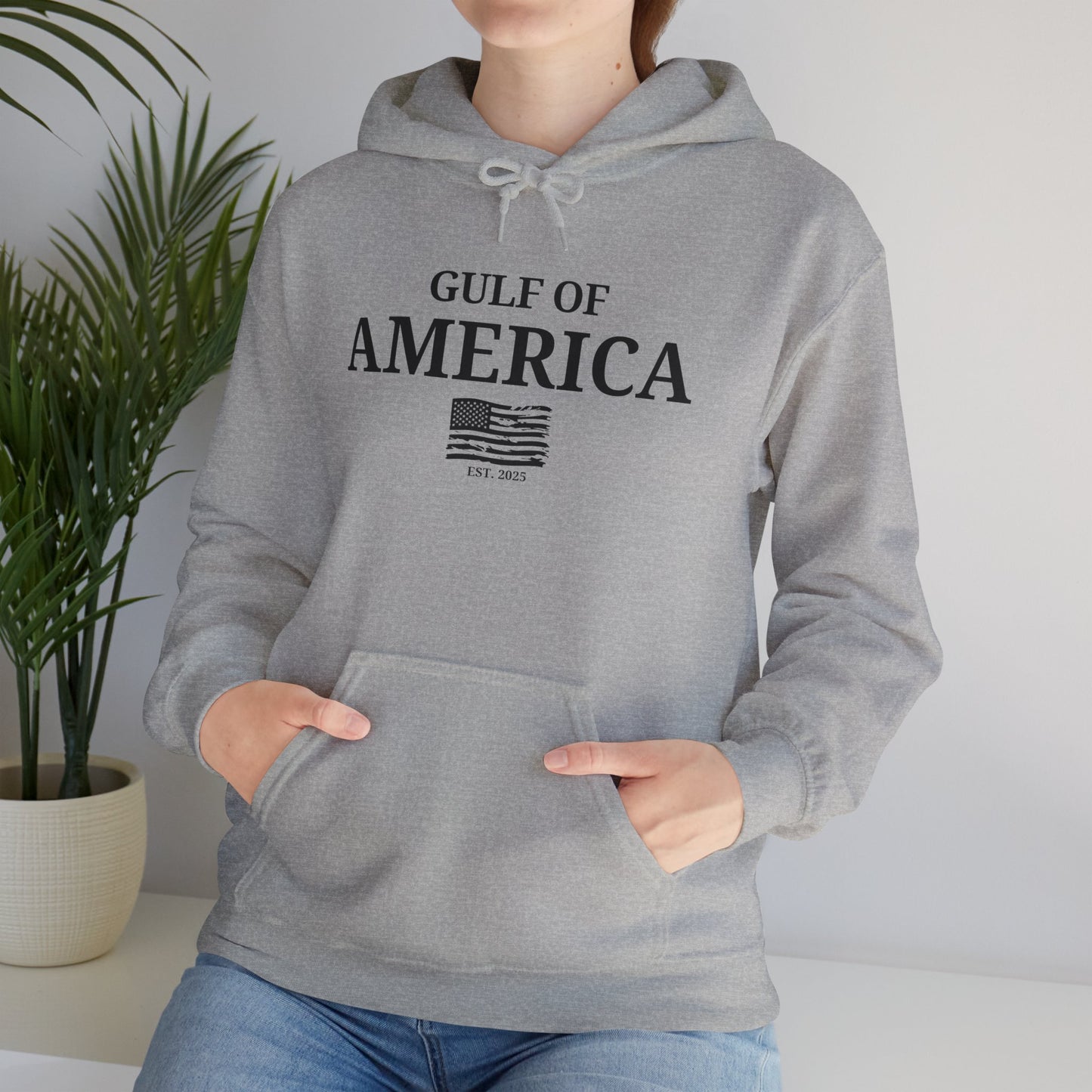 Unisex Heavy Blend™ Hooded Sweatshirt Gulf of America with Distressed Flag