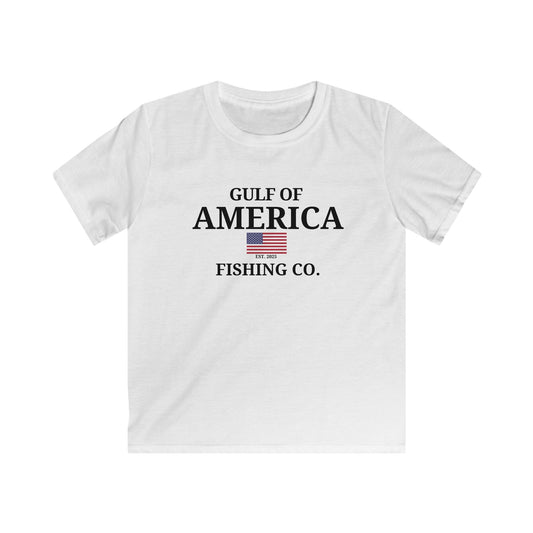 Kids Gulf of America Fishing Co with Flag  Softstyle Tee