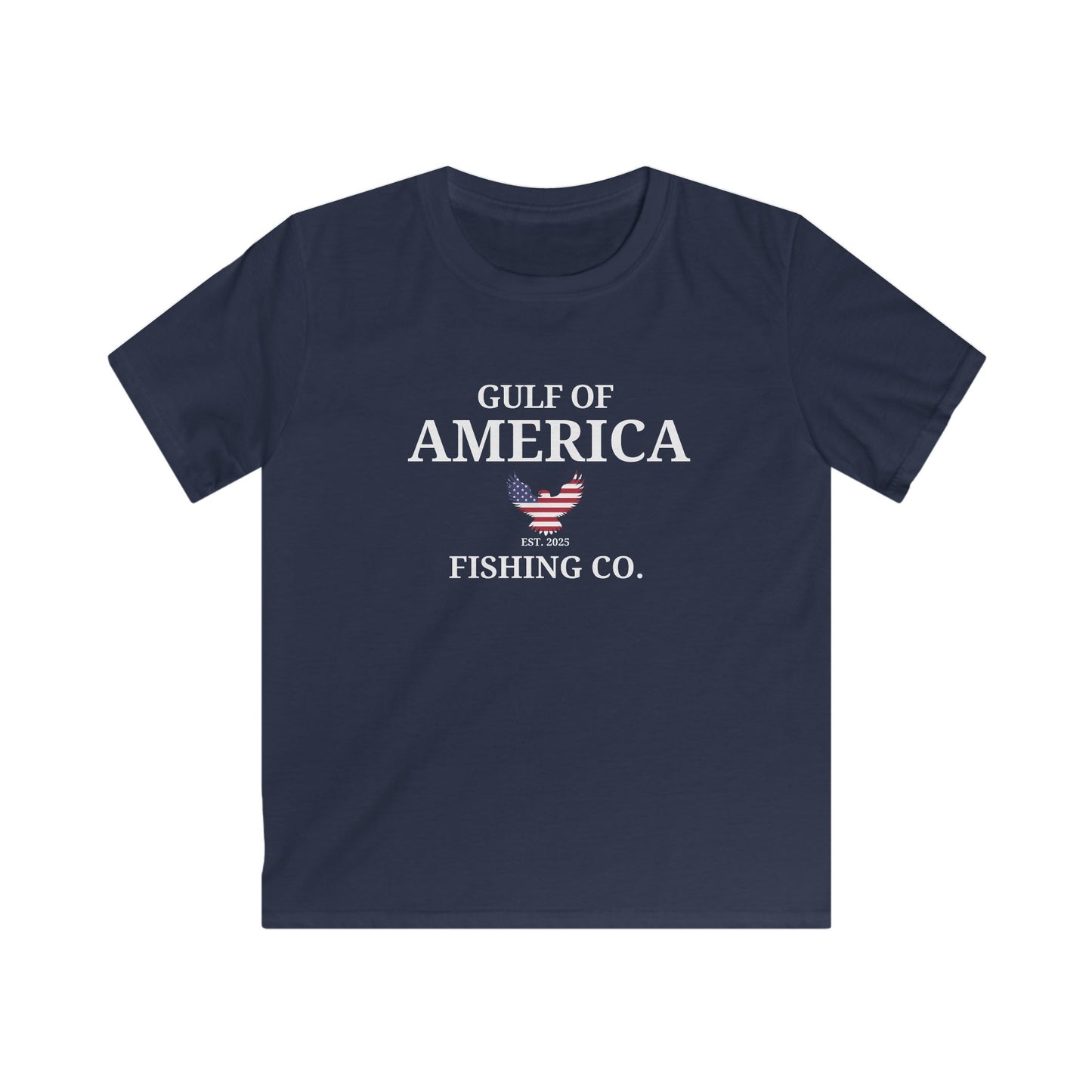 Kids Gulf of America Fishing Co with Eagle Softstyle Tee