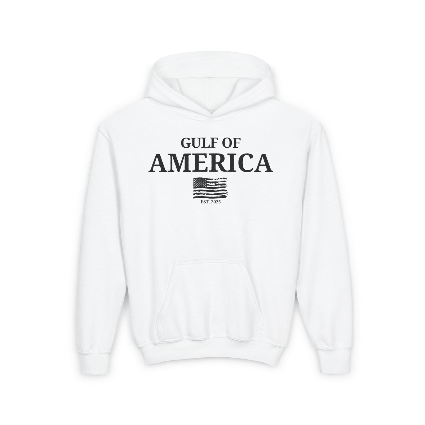 Youth Heavy Blend Hooded Sweatshirt Gulf of America Distressed Flag