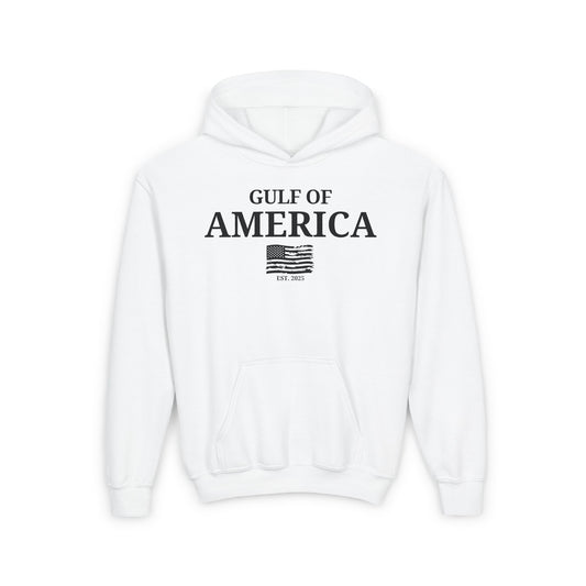 Youth Heavy Blend Hooded Sweatshirt Gulf of America Distressed Flag