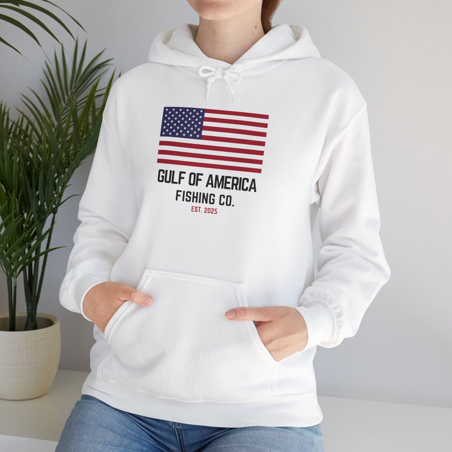 Unisex Heavy Blend™ Hooded Sweatshirt Gulf of America Fishing Co Large Flag