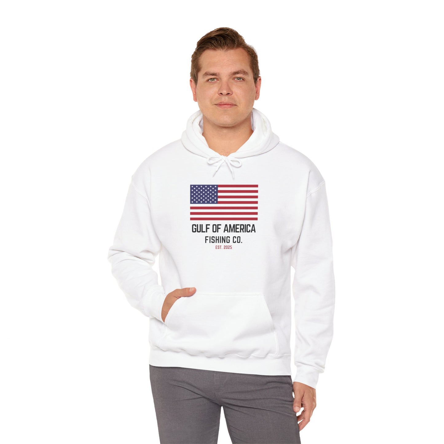 Unisex Heavy Blend™ Hooded Sweatshirt Gulf of America Fishing Co Large Flag