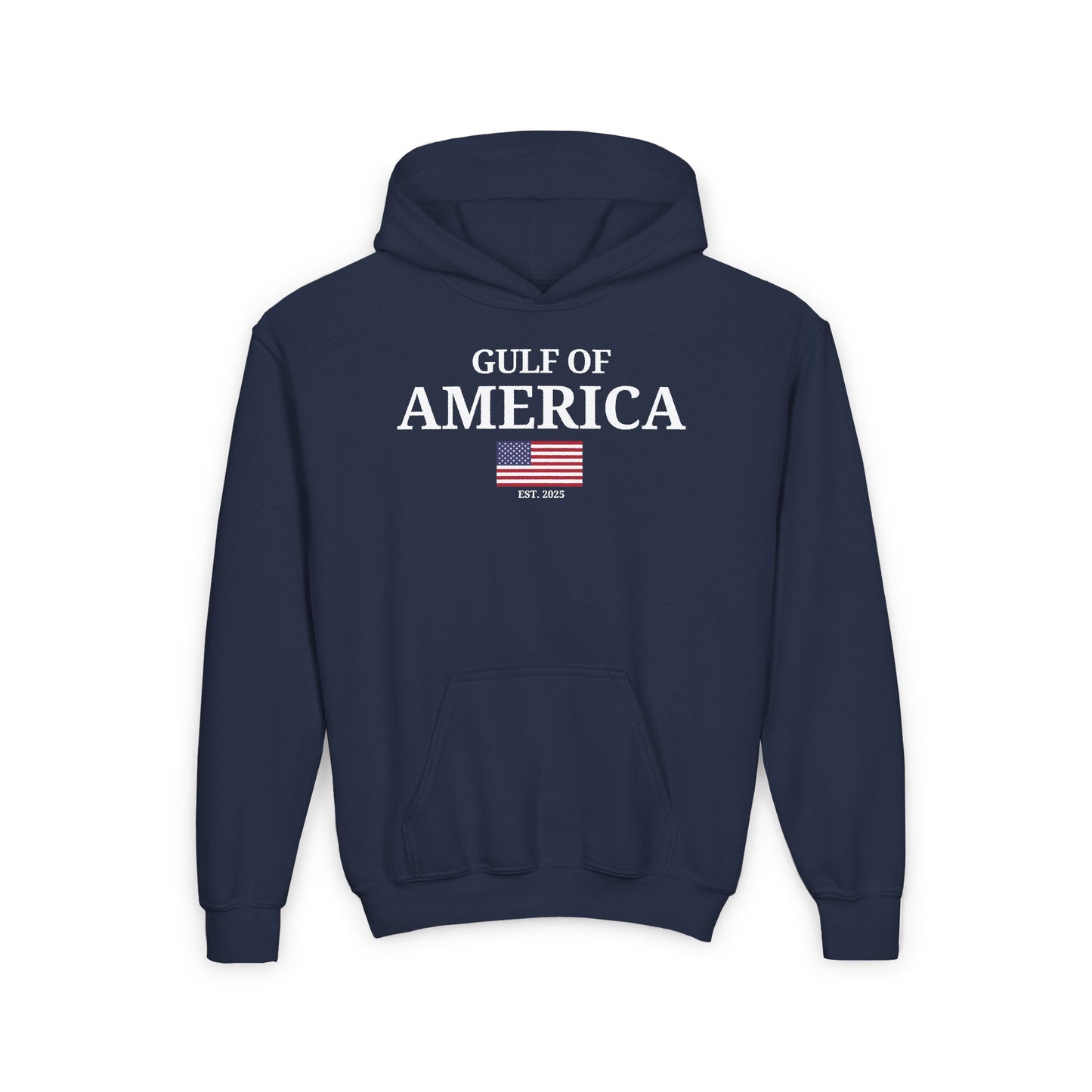 Youth Heavy Blend Hooded Sweatshirt Gulf of America with Flag