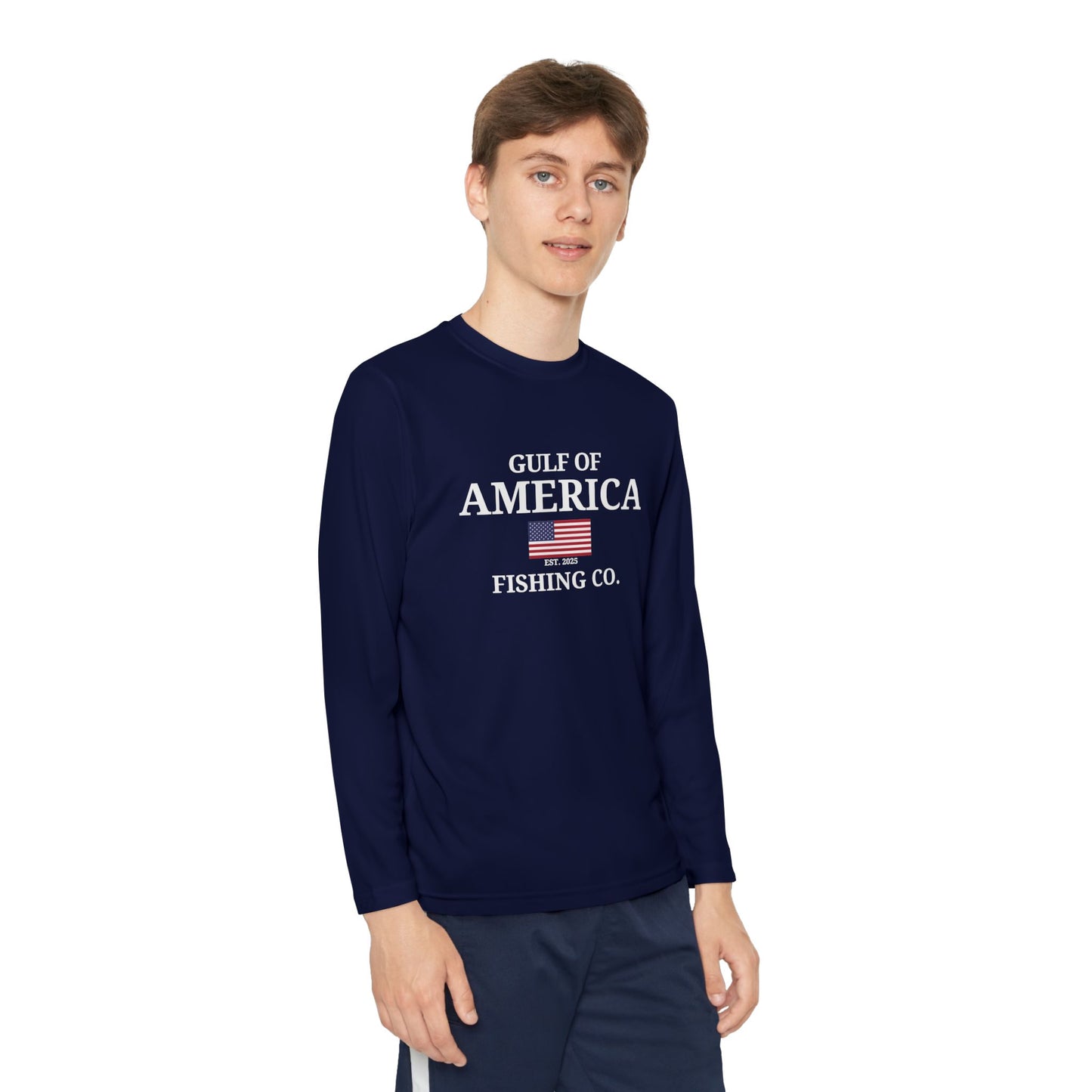 Youth Long Sleeve Competitor Tee Gulf of America Fishing Co Flag