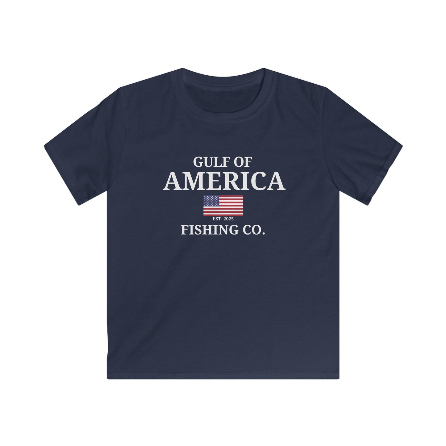 Kids Gulf of America Fishing Co with Flag  Softstyle Tee