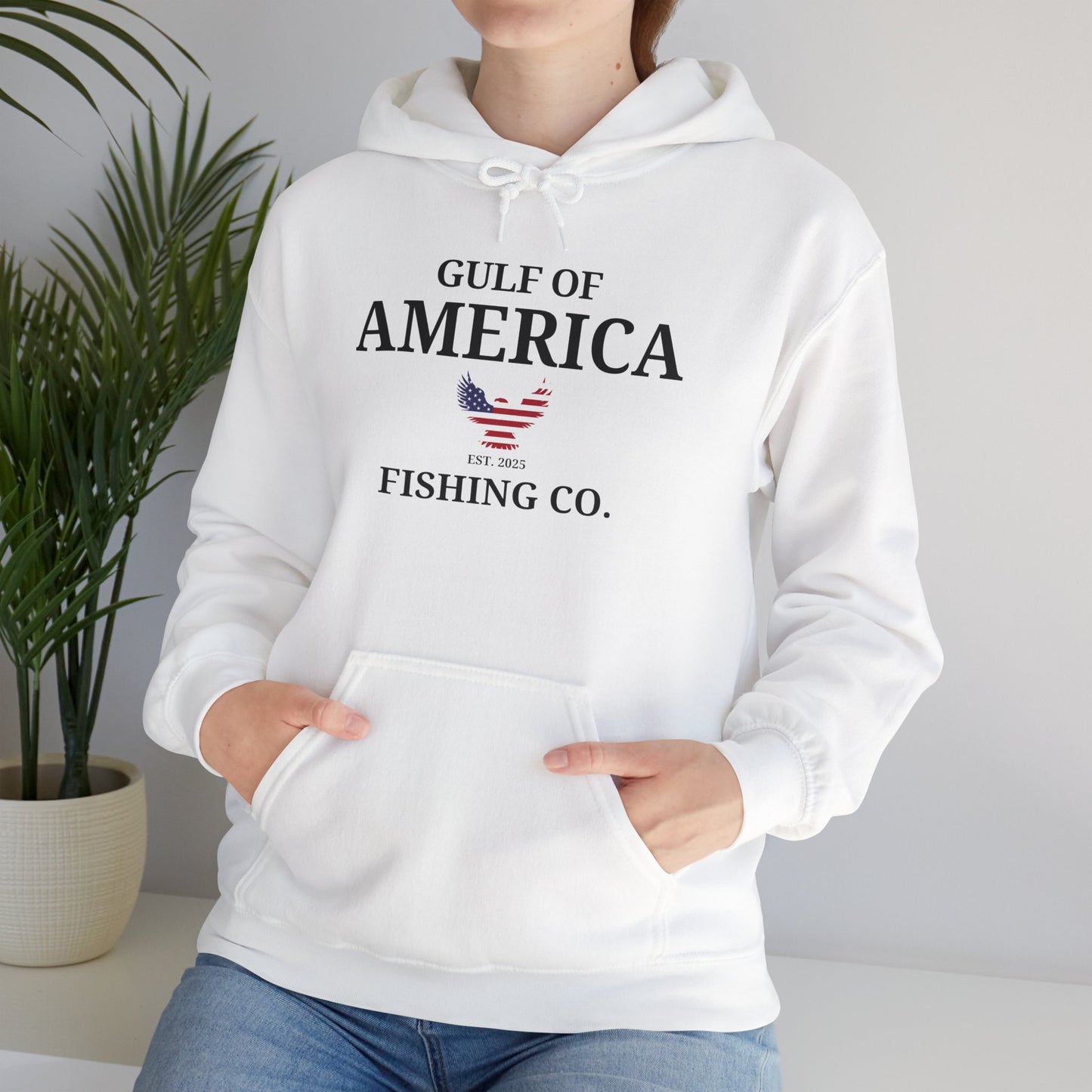 Unisex Heavy Blend™ Hooded Sweatshirt Gulf of America Fishing Co with Eagle