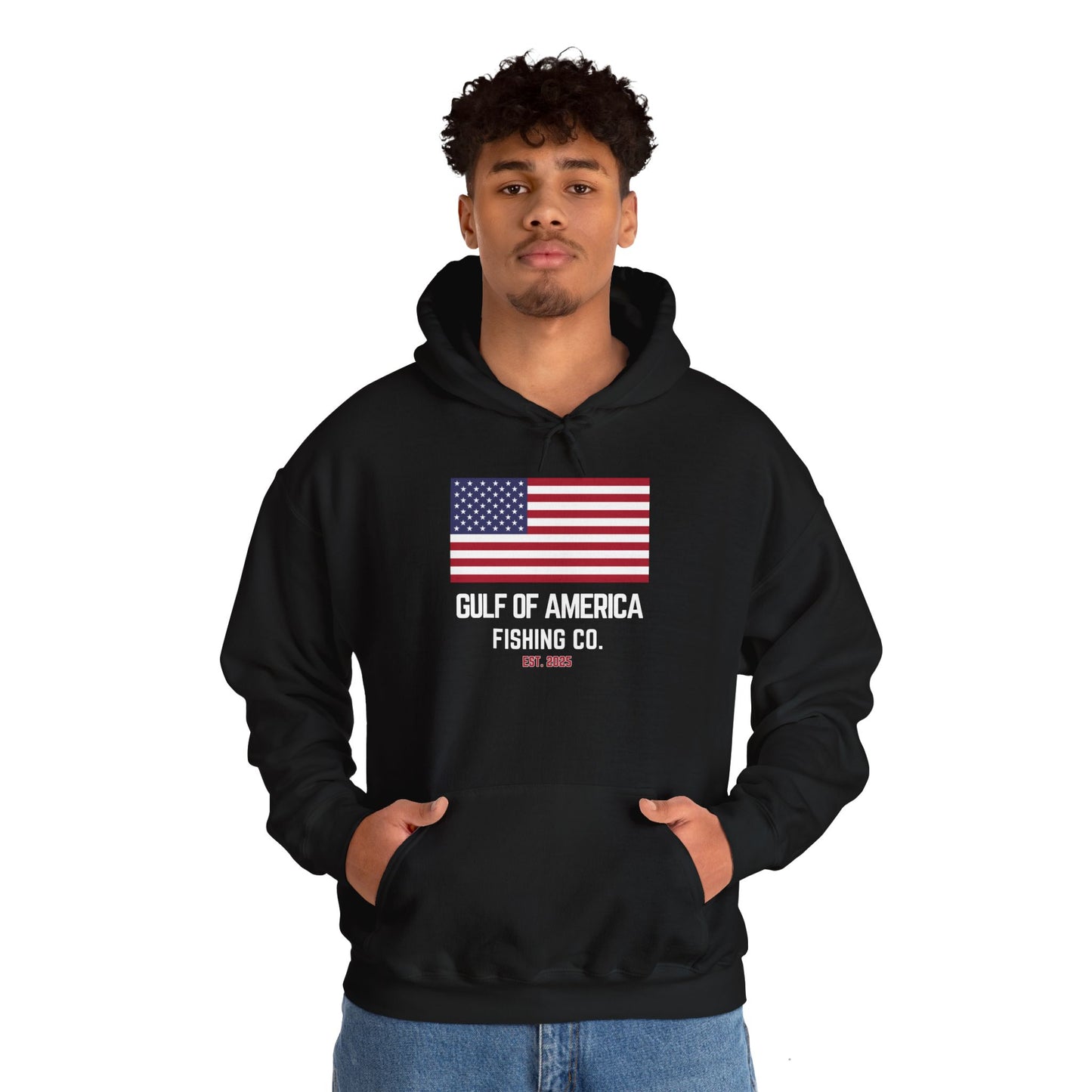 Unisex Heavy Blend™ Hooded Sweatshirt Gulf of America Fishing Co Large Flag