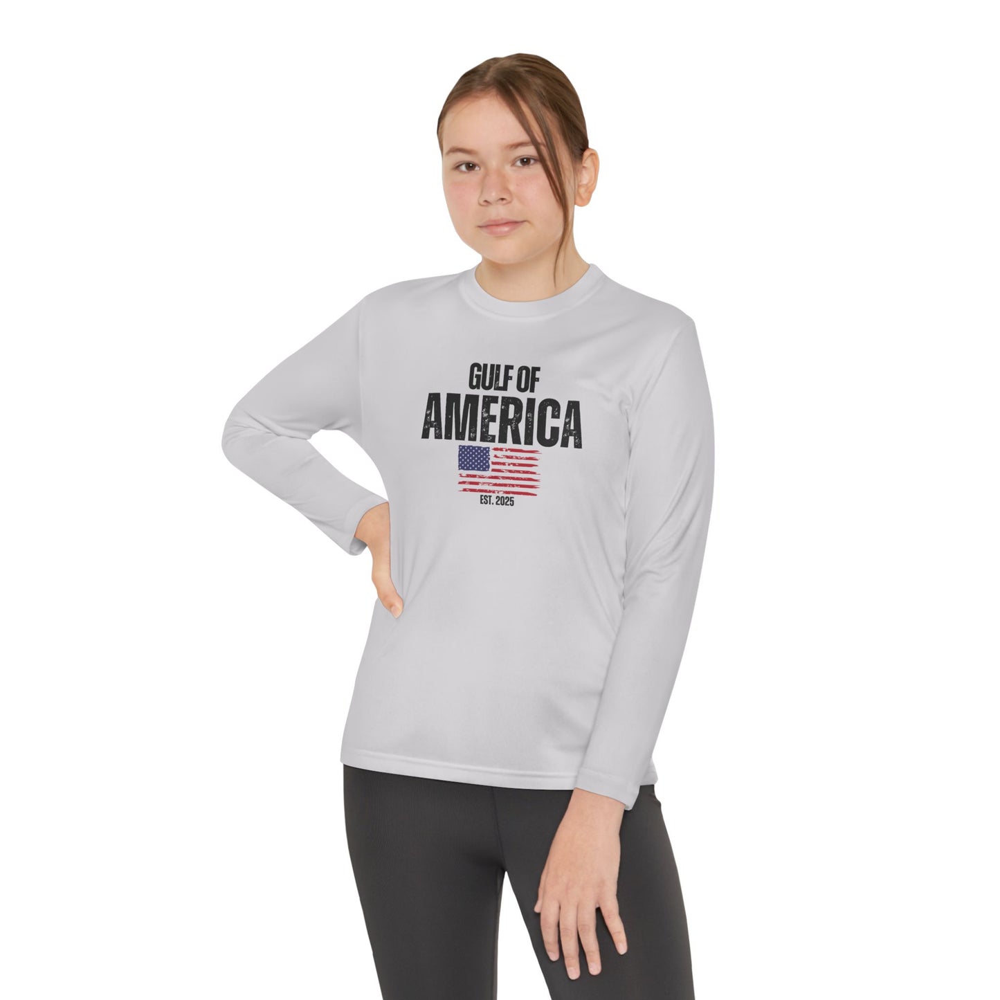 Youth Long Sleeve Competitor Tee Gulf of America Distressed Flag