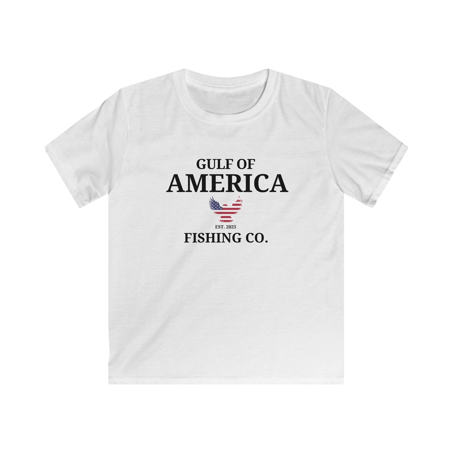 Kids Gulf of America Fishing Co with Eagle Softstyle Tee